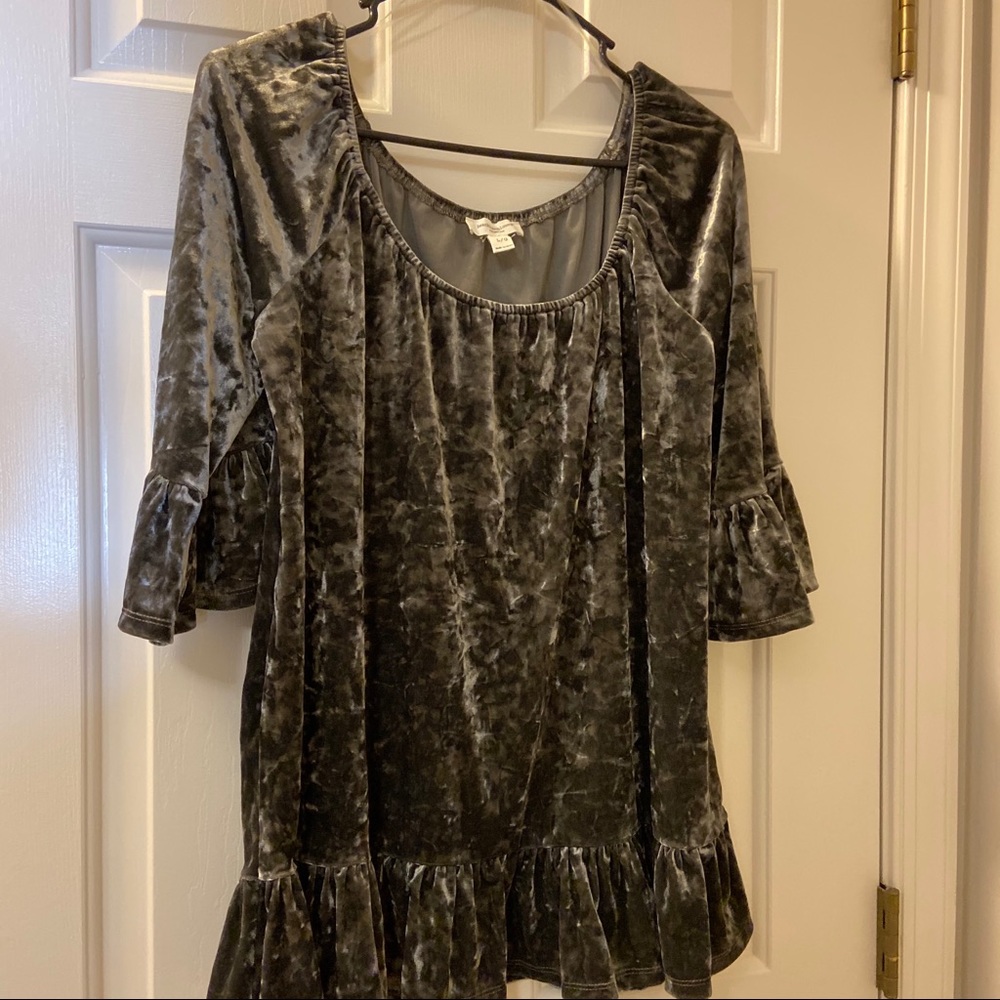 Gray Velvet Top